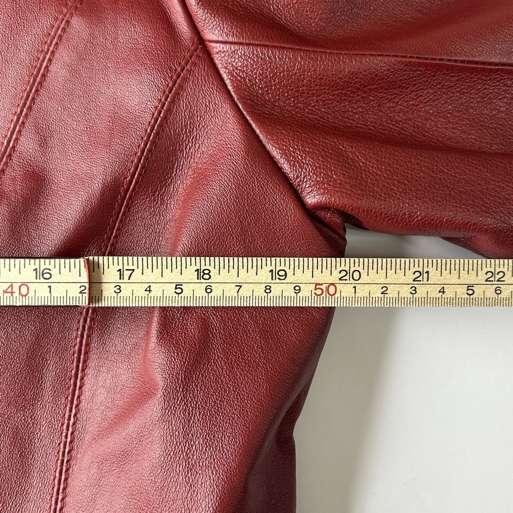 Vintage 90s Wilsons Leather Maxima Jacket Womens L Red Genuine Leather Zip Moto - Picture 8 of 10